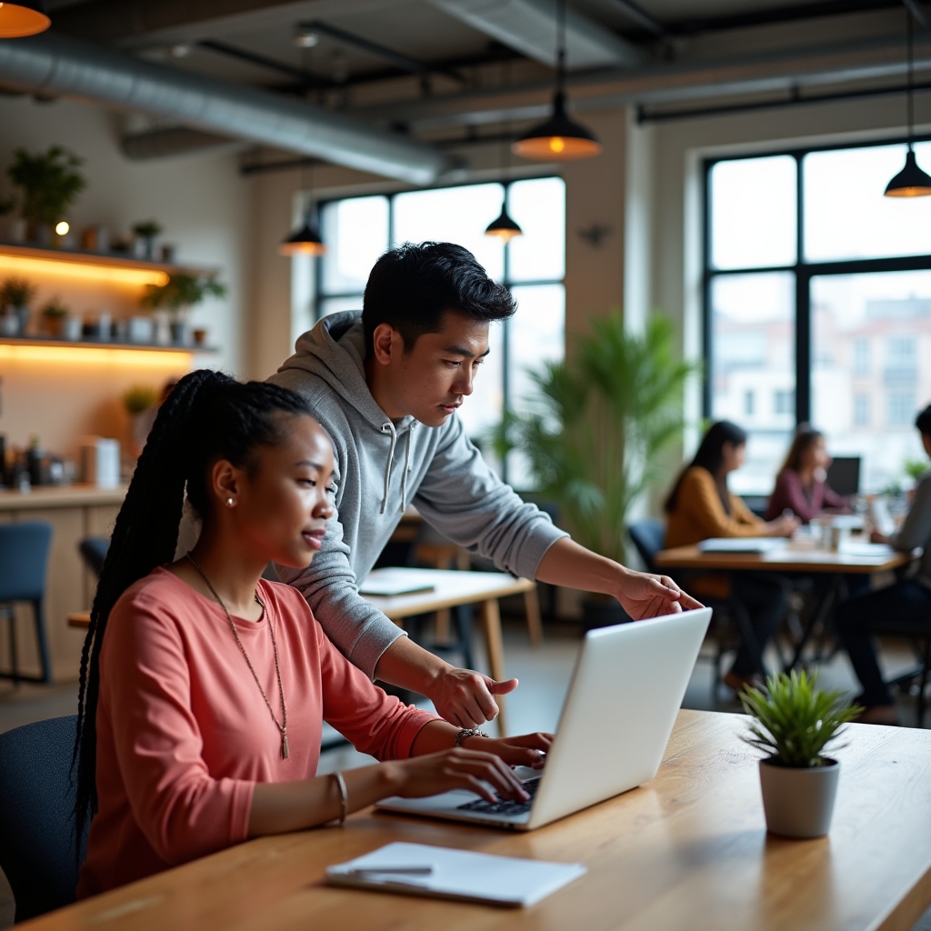 Współpraca w nowoczesnym biurze coworkingowym
